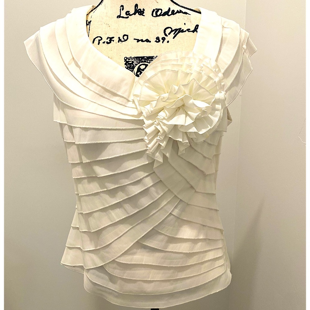 BEAUTIFUL BLOUSE SIZE 10.  SHELL  44% NYLON, 49% POLYESTER, 7% SPANDEX.